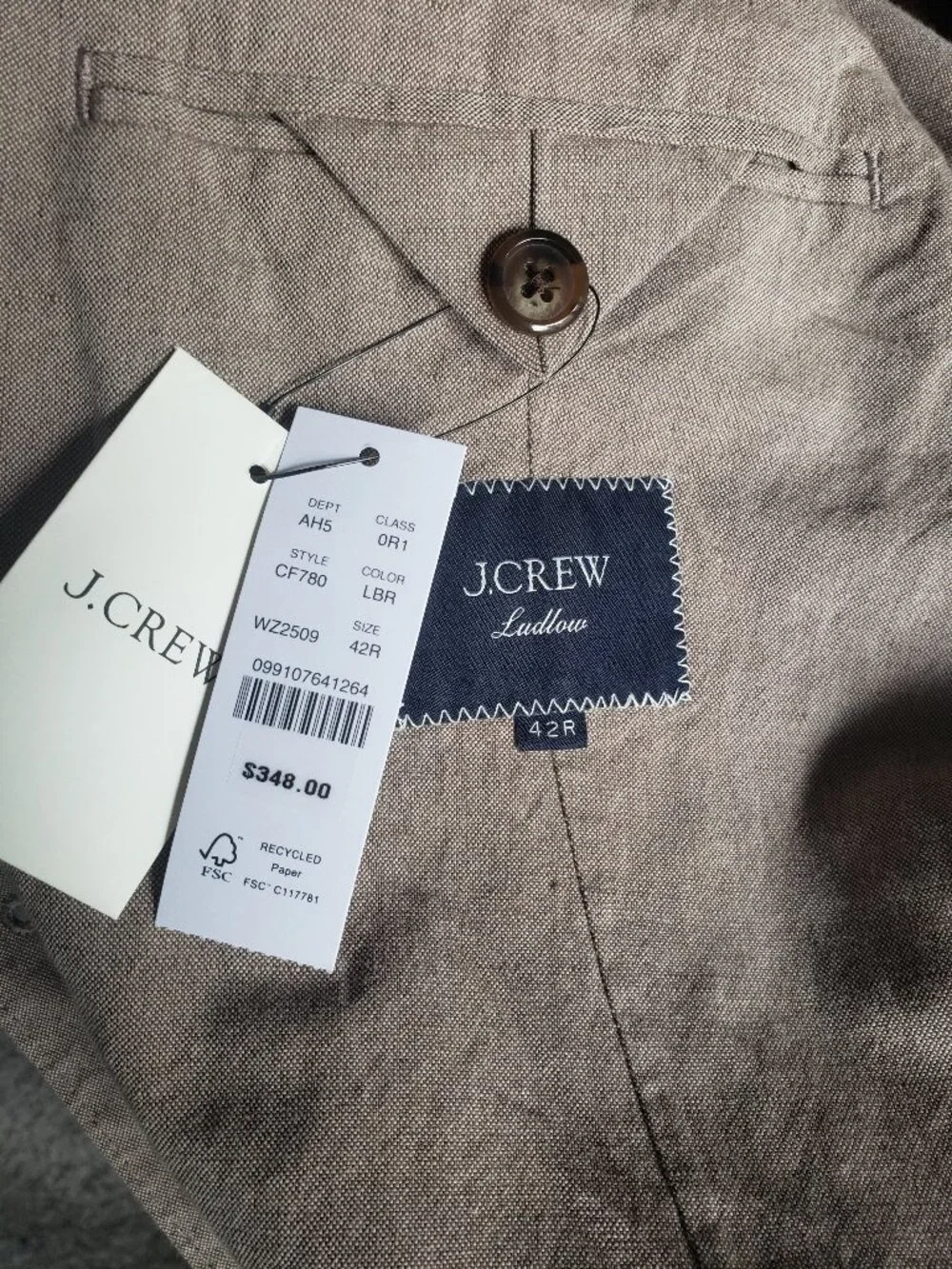 J.Crew Ludlow Double Breasted Suit / cotton-linen / 42R